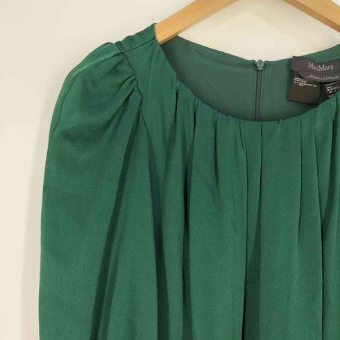 マックスマーラ MAX MARA イタリア製 パフスリーブ ギャザー シルク ワンピース レディース 36