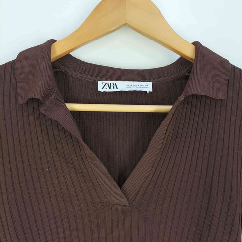 ザラ ZARA スキッパー レーヨン リブニットカットソー レディース import:S