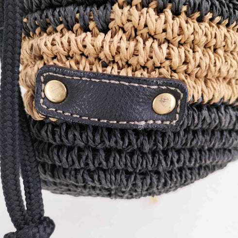 バーバリーブルーレーベル BURBERRY BLUE LABEL ロゴバッチ ボーダーかごバッグ レディース