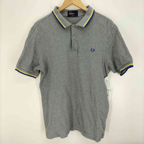 フレッドペリー FRED PERRY Slim Fit ロゴ 刺繍 リブ ライン ポロ シャツ メンズ JPN:L