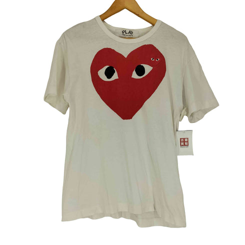 プレイコムデギャルソン PLAY COMME des GARCONS ハートロゴ プリント 刺繍 半袖Tシャツ カットソー レディース JPN:L