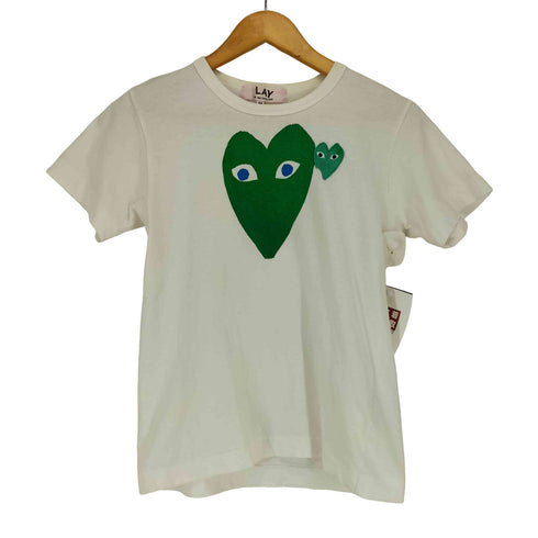プレイコムデギャルソン PLAY COMME des GARCONS ハートロゴ プリント 刺繍 半袖Tシャツ カットソー レディース JPN:M