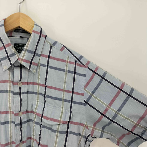 アイゾッド IZOD シワ ライン B.D S/S コットン ポリ チェック シャツ メンズ import:M