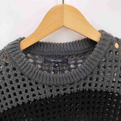 Alfred Alex ボーダー シアー メッシュ オーバーサイズ ニット メンズ JPN:M