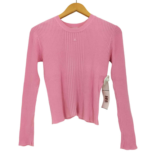 クレージュ courreges ロゴ リブ クルーネックニット レディース 9R