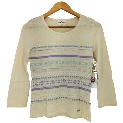 クレージュ courreges ラメ ラインストーン フェアアイル クルーネックニット レディース JPN:38