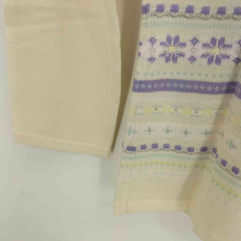 クレージュ courreges ラメ ラインストーン フェアアイル クルーネックニット レディース JPN:38