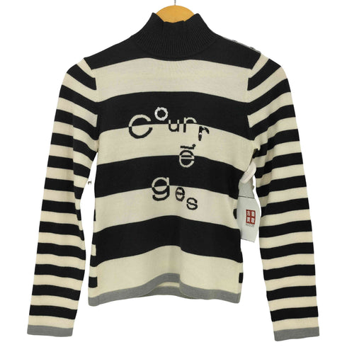 クレージュ courreges ボーダー スパンコール ボタンタートルネックニット レディース JPN:38
