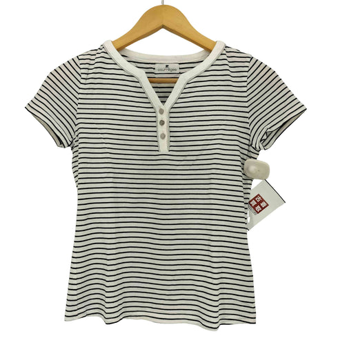 クレージュ courreges ラメ ボーダー スキッパーシャツ レディース JPN:38