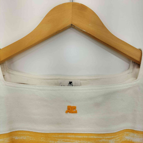 クレージュ courreges ツートン ロゴ スクエアネックシャツ レディース 9R