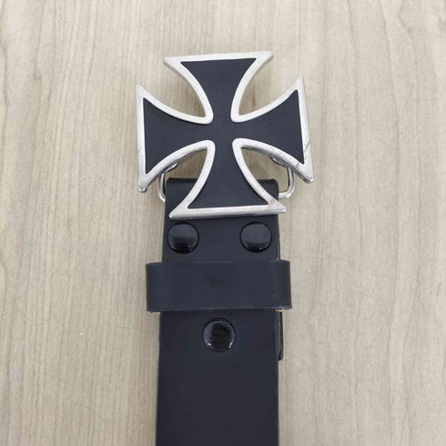 アイアンクロスバックル レザーベルト メンズ M