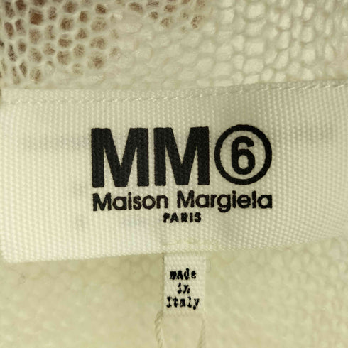 エムエムシックスメゾンマルジェラ MM6 Maison Margiela White Subversive Knit Sewater サイドラインテープ アシンメトリー リブ配色ニット レディース M