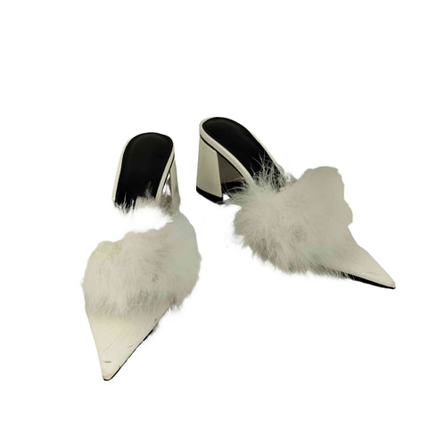 メルトザレディ Melt the lady pointed toe fur mule レディース 36