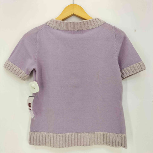 クレージュ courreges ウール ケーブル切替 ロゴ 半袖ニット レディース 9R