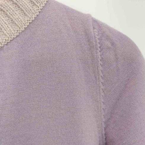 クレージュ courreges ウール ケーブル切替 ロゴ 半袖ニット レディース 9R