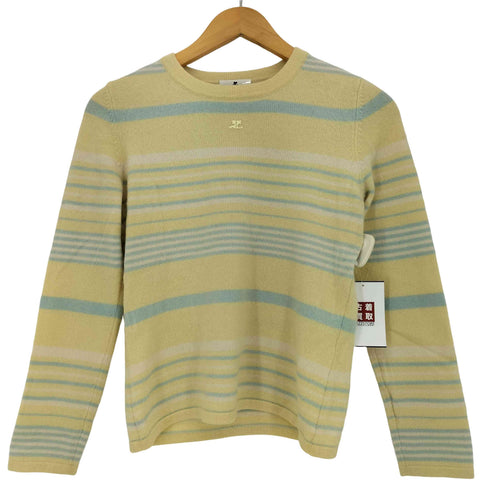 クレージュ courreges カシミヤ100 ボーダー クルーネックニット レディース 9R