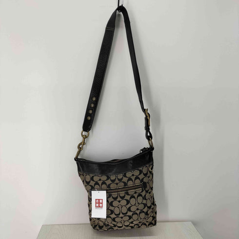 コーチ COACH シグネチャーロゴ レザー切替 総柄キャンバスショルダーバッグ レディース