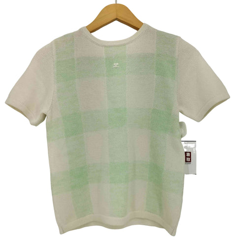 クレージュ courreges ギンガムチェック コットン 半袖ニット レディース 9R