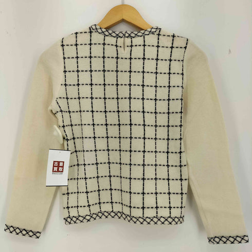 クレージュ courreges ウールナイロン ステッチチェック クルーネックニット レディース 9R
