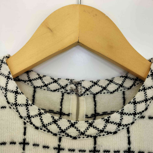 クレージュ courreges ウールナイロン ステッチチェック クルーネックニット レディース 9R