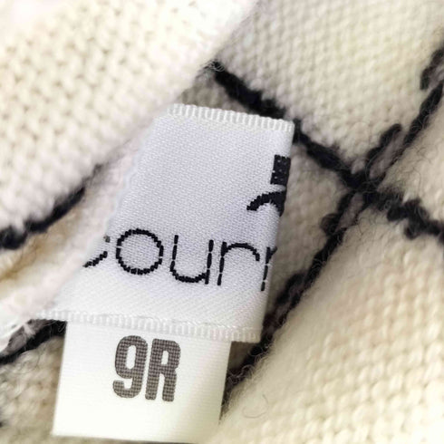 クレージュ courreges ウールナイロン ステッチチェック クルーネックニット レディース 9R