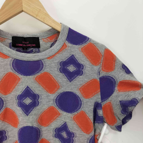 トリココムデギャルソン tricot COMME des GARCONS AD2015 総柄 模様 レーヨン 混 S/S Tシャツ レディース JPN:S
