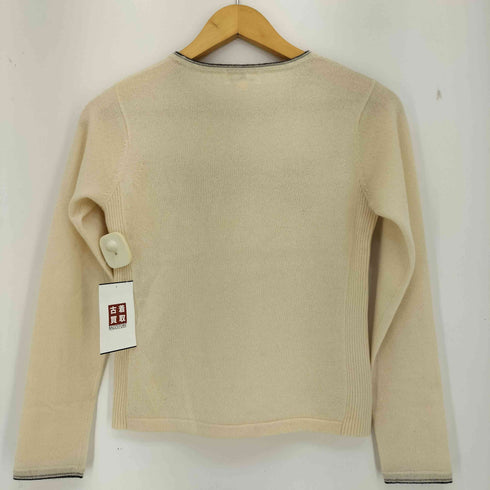 クレージュ courreges カシミヤ100 ラメ ロゴ リブライン クルーネックニット レディース JPN:38