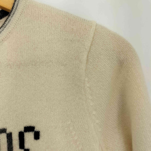 クレージュ courreges カシミヤ100 ラメ ロゴ リブライン クルーネックニット レディース JPN:38