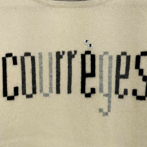 クレージュ courreges カシミヤ100 ラメ ロゴ リブライン クルーネックニット レディース JPN:38