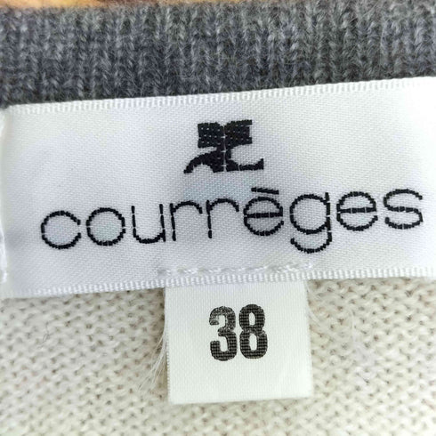 クレージュ courreges カシミヤ100 ラメ ロゴ リブライン クルーネックニット レディース JPN:38