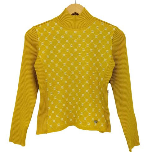 クレージュ courreges ウール リブ切替 花柄 ハイネックニット レディース JPN:38