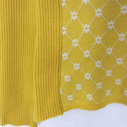 クレージュ courreges ウール リブ切替 花柄 ハイネックニット レディース JPN:38