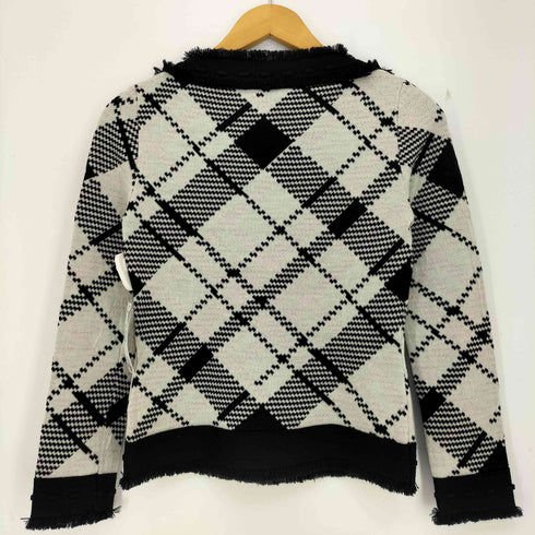 クレージュ courreges モヘヤナイロン アーガイル フリンジ ボートネックニット レディース 9R