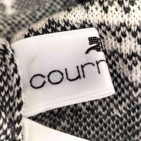クレージュ courreges モヘヤナイロン アーガイル フリンジ ボートネックニット レディース 9R