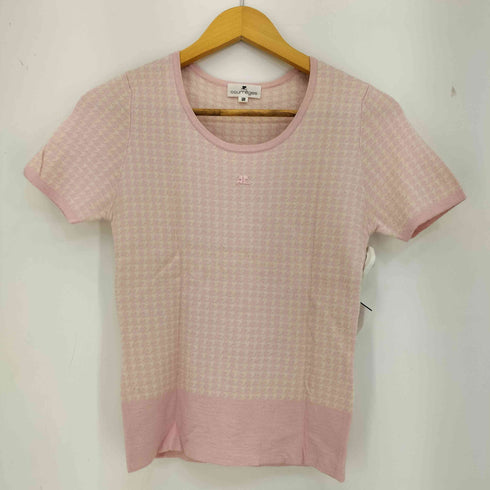 クレージュ courreges シルクカシミヤ 千鳥格子 カーディガン 半袖ニット アンサンブル レディース 9R