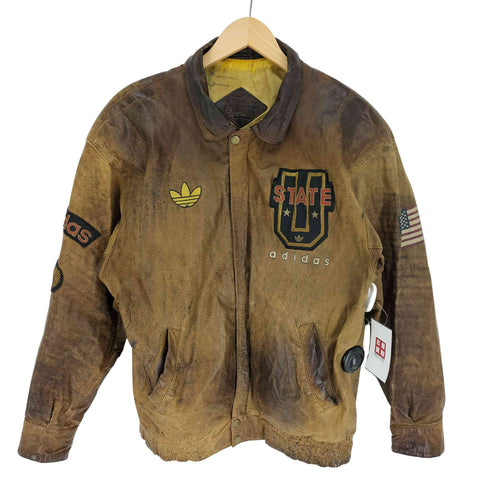 アディダス adidas 80S American Born 裏地 地図 総柄 トレフォイル ロゴ レザー ボンバー ジャケット ブルゾン メンズ