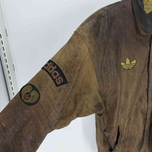 アディダス adidas 80S American Born 裏地 地図 総柄 トレフォイル ロゴ レザー ボンバー ジャケット ブルゾン メンズ