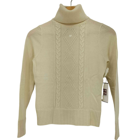 クレージュ courreges ウール ケーブル切替 ハイネックニット レディース JPN:38