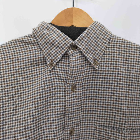 ランズエンド LANDS END ボタンダウン チェックネルシャツ メンズ import:S