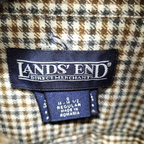 ランズエンド LANDS END ボタンダウン チェックネルシャツ メンズ import:S