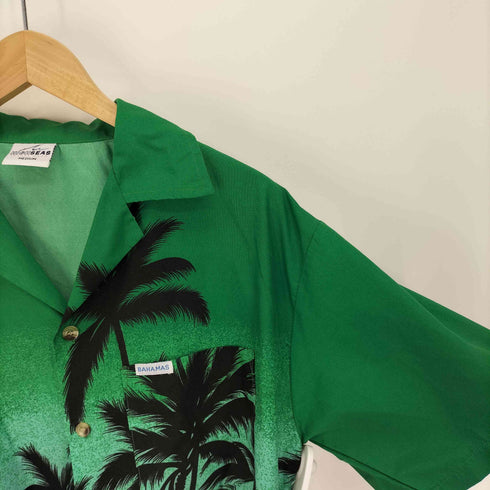 HIGH SEAS ヤシの木 人 サーフィン 総柄 開襟 オープンカラー S/S アロハシャツ メンズ import:M