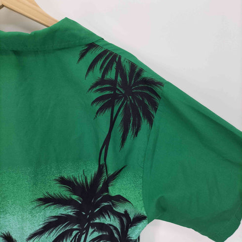 HIGH SEAS ヤシの木 人 サーフィン 総柄 開襟 オープンカラー S/S アロハシャツ メンズ import:M