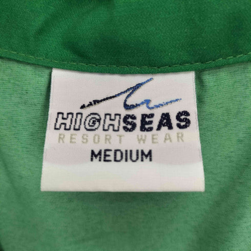 HIGH SEAS ヤシの木 人 サーフィン 総柄 開襟 オープンカラー S/S アロハシャツ メンズ import:M