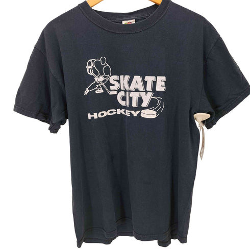 90-00S FRUIT OF THE LOOM ボディ 2枚タグ SKATE CITY HOCKEY プリント ナンバリング クルーネック S/S Tシャツ メンズ import:L