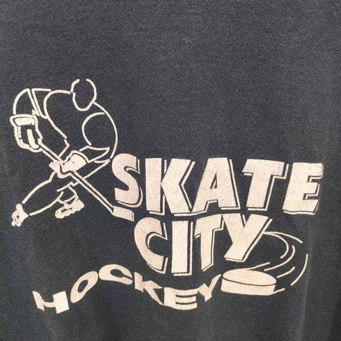 90-00S FRUIT OF THE LOOM ボディ 2枚タグ SKATE CITY HOCKEY プリント ナンバリング クルーネック S/S Tシャツ メンズ import:L