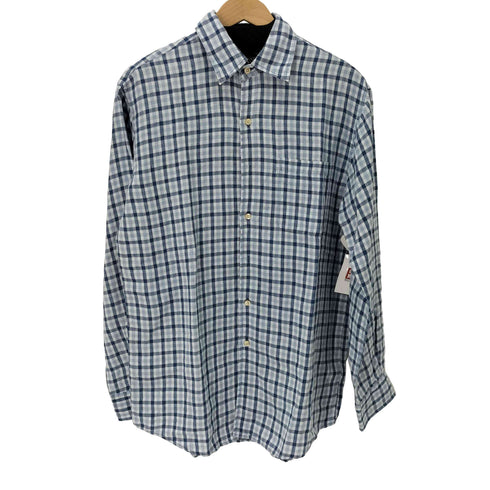 ランズエンド LANDS END リネン チェックシャツ メンズ import:M