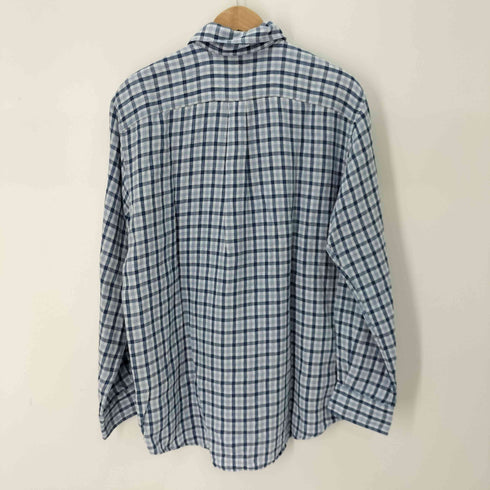 ランズエンド LANDS END リネン チェックシャツ メンズ import:M