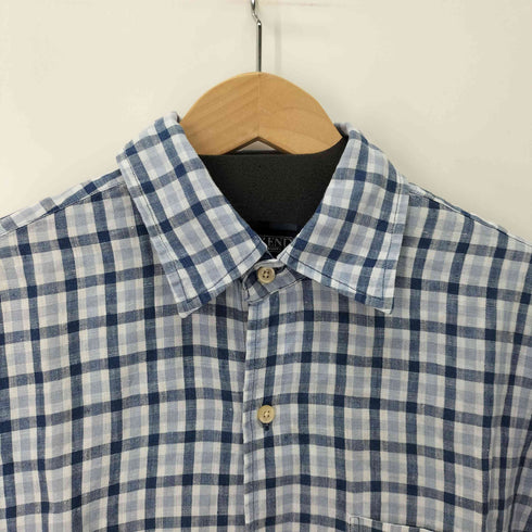 ランズエンド LANDS END リネン チェックシャツ メンズ import:M