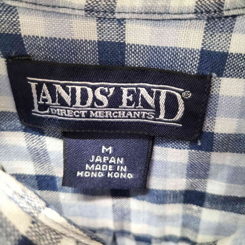 ランズエンド LANDS END リネン チェックシャツ メンズ import:M