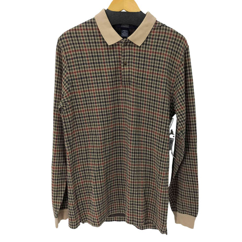 ランズエンド LANDS END L/Sチェックポロシャツ メンズ import:M